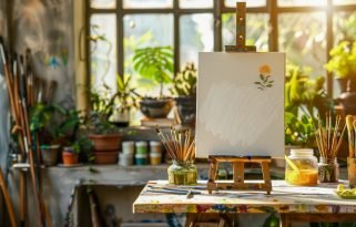 bright-inspiring-artist-studio-with-easel-paint-brushes-sunlight-streaming-through-windows